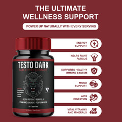(2 Pack) Testo Dark Max Performance Supplement, TestoDark Pills (120 Capsules)