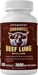 Vitamatic Grass-Fed Beef Lung with Liver 180 Capsules – Freeze-Dried – 180 ct