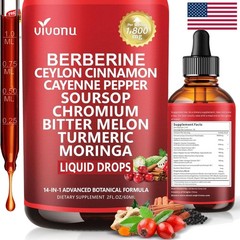 Convenient 14-in-1 Herbal Drops, 2 Fl Oz Berberine & Turmeric for Daily Vitality