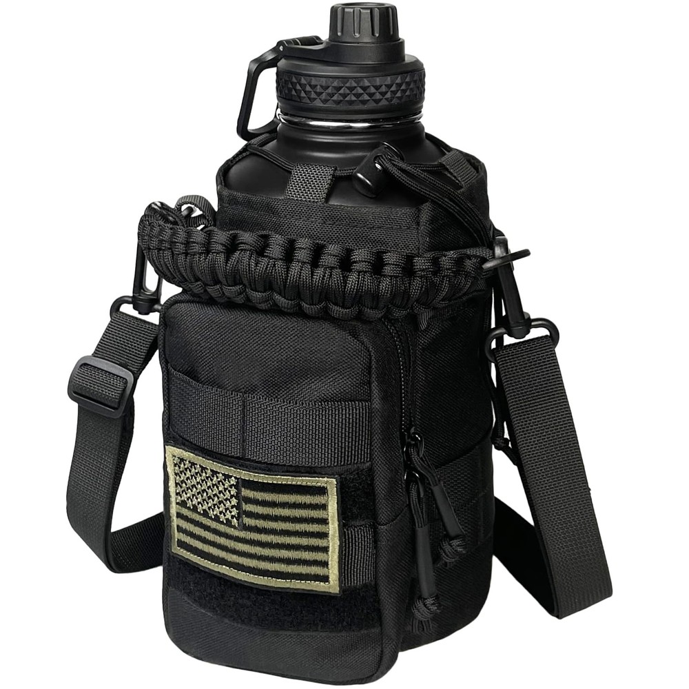 DEFUNX 64 Oz Water Bottle Gym 64 Ounces, Black with All Sleeve