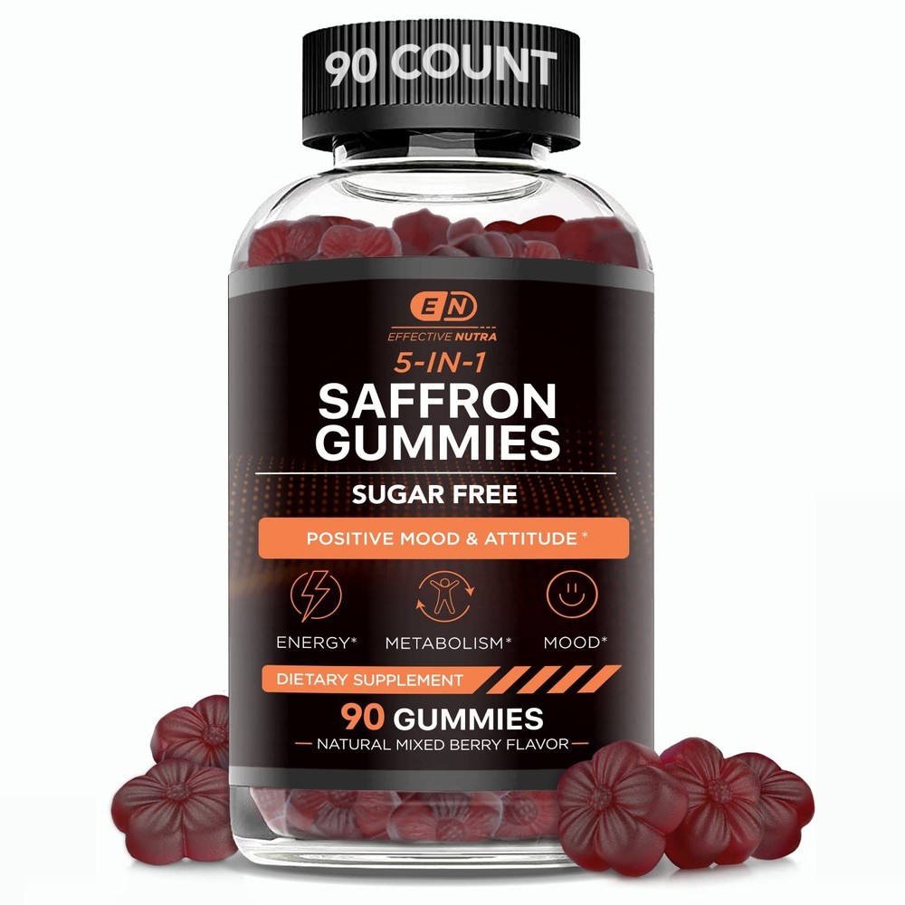 Saffron Gummies | Sugar-Free Supplement with Vitamin D2, Passion Fl… Fast Ship