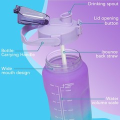 EITMOW 64 oz Large Capacity Water Bottle with Motivational 64 Ounces, Purple