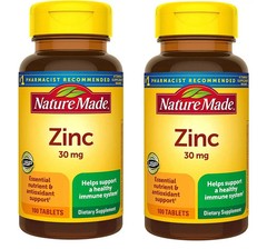 2 Packs Nature Made Zinc Gluconate 30 mg Antioxidant Immune Support 200 tablets
