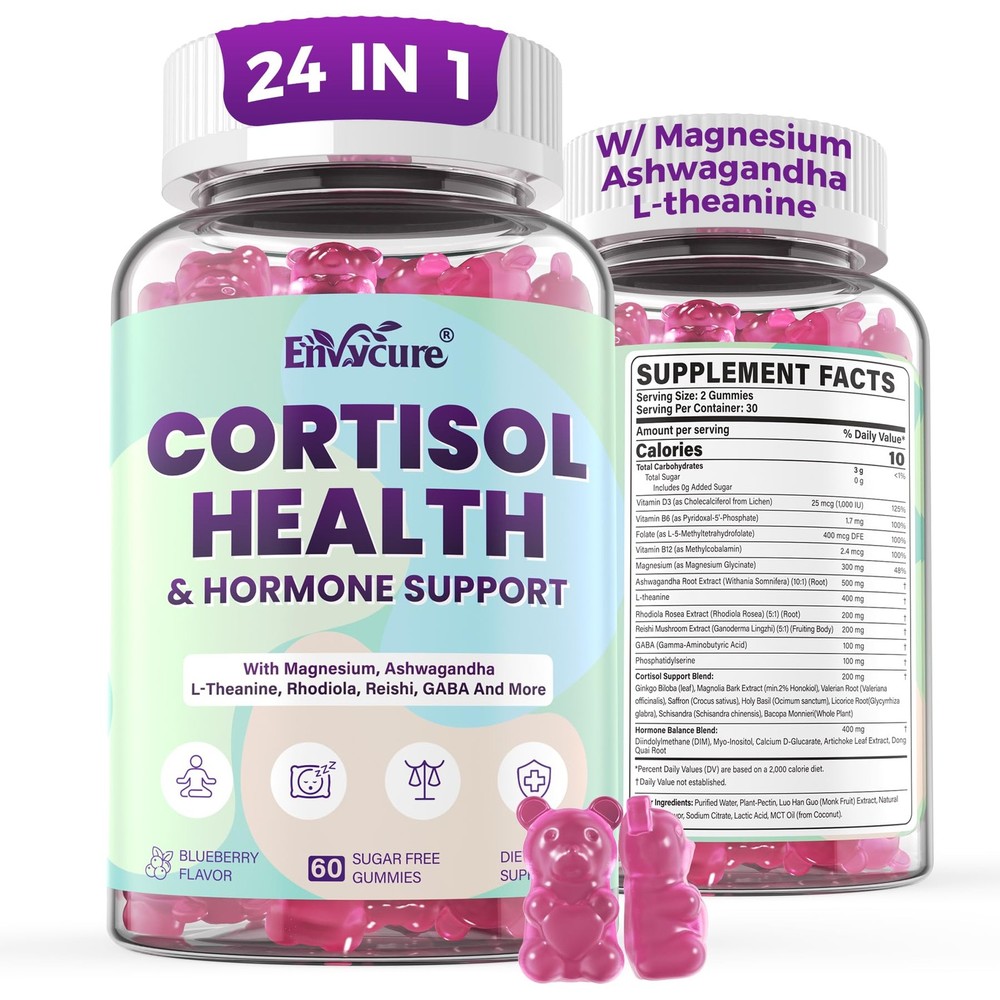 Cortisol Supplements for Women & Men, Cortisol Reducer Gummies w/ Magnesium, …