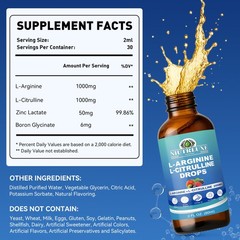 L-Arginine L-Citrulline Drops Liquid, L-Arginine for Men with Boron and Zinc, Hi