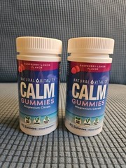 2 NEW CALM Gummies Raspberry-Lemon Natural Vitality Magnesium Vegan Exp 06/28