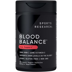 Blood Balance Iron Supplement 36mg + Folate & Vit C Red Blood Cell Support 90 ct