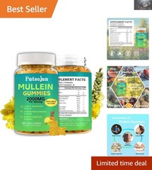 Natural Pineapple-Flavored Mullein Gummies – 2000MG Lung Wellness, 60ct