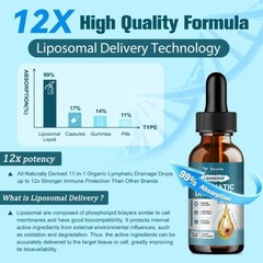 Liposomal Lymphatic Drainage Drops 11 in 1 Organic Lymph Support – 1/2/3 Bottles