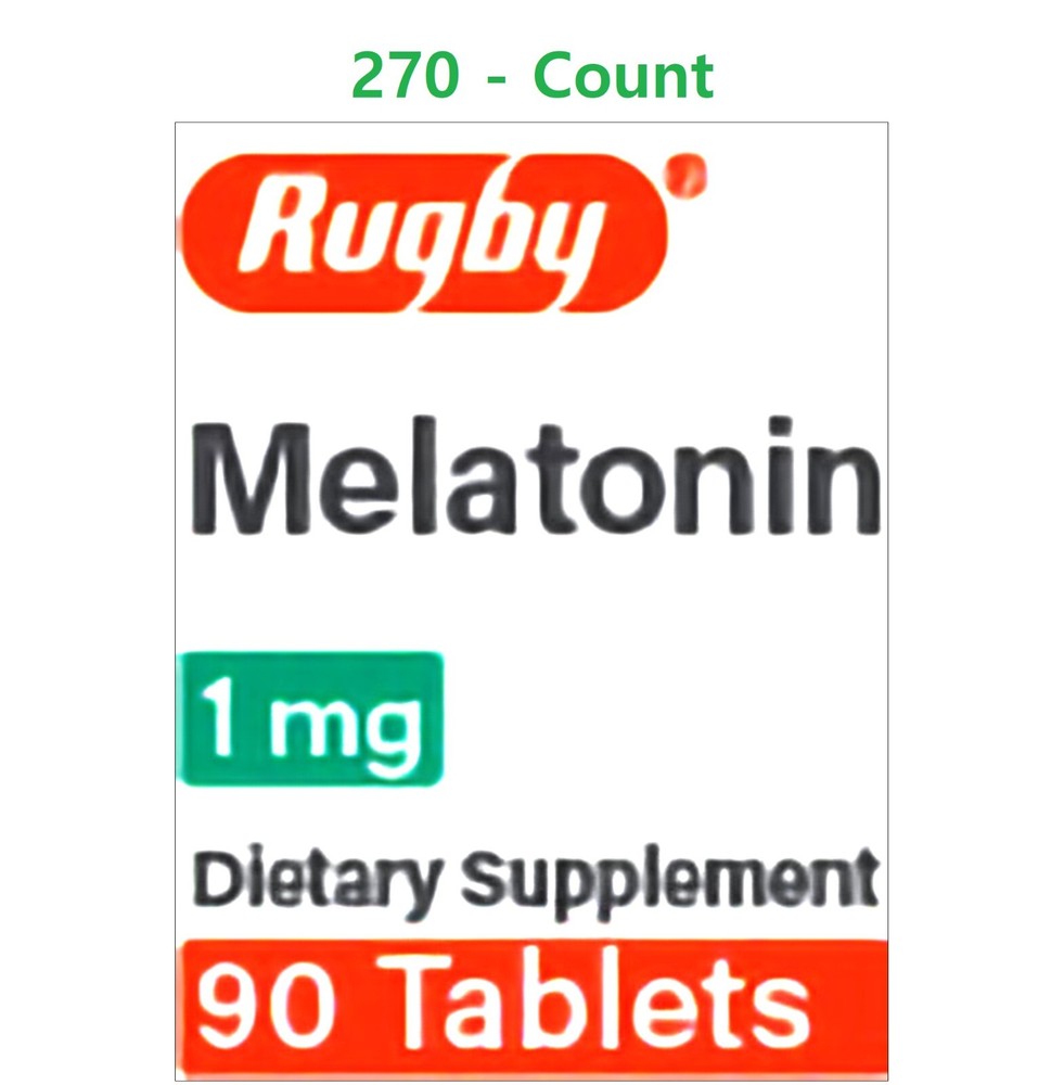 Rugby Natural Sleep Aid Melatonin 1 mg Tablets Dietary Supplement, 270 Count