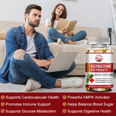 Berberine 1200mg High Potency Anti-inflammatory,Blood Sugar Support 1/2/4 Pack
