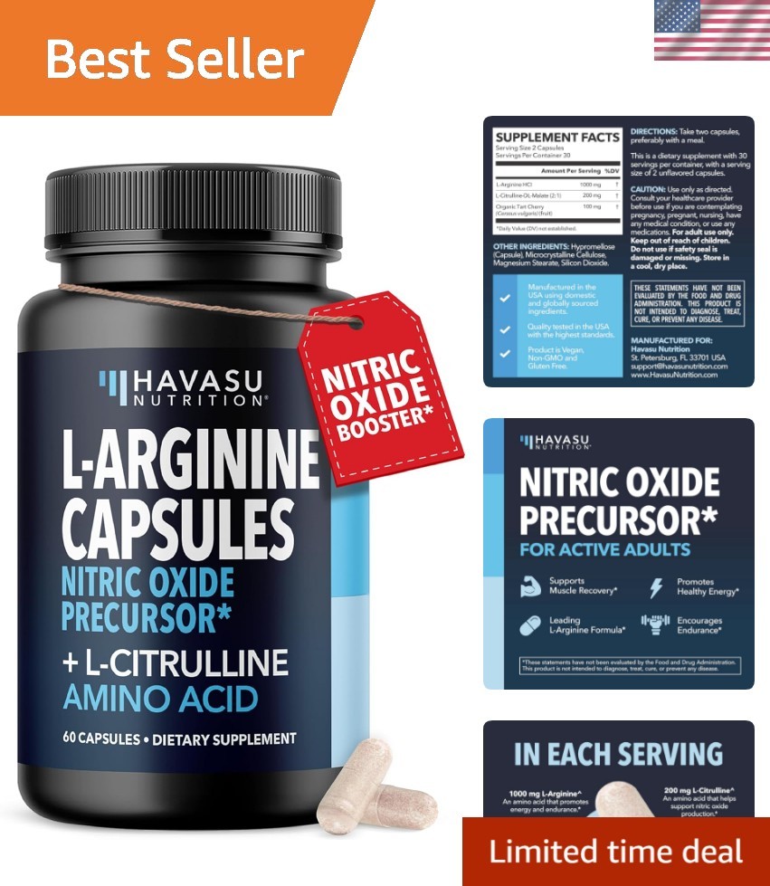 L-Arginine and L-Citrulline for Men, Nitric Oxide Support, 30 Servings | L Ar…