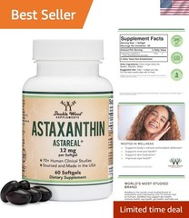 Astaxanthin 12mg Softgels, AstaReal, Eye, Skin + Joint Support, 60 Softgels |…