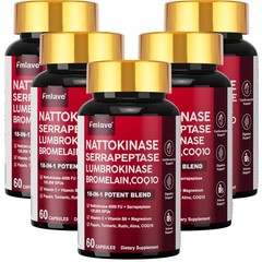 5pack Nattokinase Supplement, 4000 FU Heart Health Support, 300 Caps EXP 01/2028
