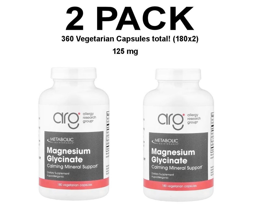 Metabolic Maintenance, 2 PACK, Magnesium Glycinate, 180 Vegetarian Capsules each