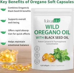 Hatmanlabs Wild oregano oil 6000 mg per serving – (120 soft gels)