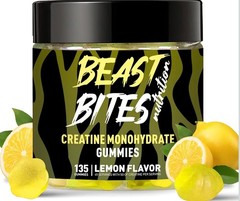 2x BEAST BITES Creatine Monohydrate Gummies 135 Ct LEMON Limited Edition xp01/27
