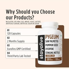 Pygeum Africanum Supplement, 7-in-1 Extract 120 Count (Pack of 1)
