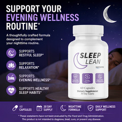 Sleep Lean Restful Sleep Support Dietary Supplement – 60 Capsules | 12 Bottles