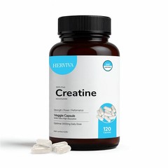 HERVIVA Creatine Monohydrate Capsules 120 Count Muscle Energy Supplement