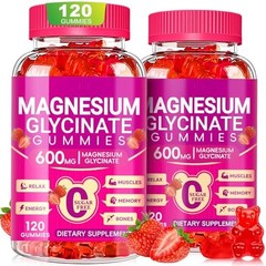 Magnesium Glycinate 600mg Gummies Sleep Support Vitamin D B6 2 Pack