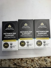 FOR 3 Ancient Nutrition Organic Probiotics Metabolism Support 60ct Each 50B CFU