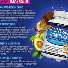 TopLux Magnesium Complex 1000mg, 7 Types ,Muscle & Bone for Sleep 90 Capsules+-
