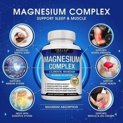 TopLux Magnesium Complex 1000mg, 7 Types ,Muscle & Bone for Sleep 90 Capsules