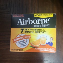 Airborne Immune Support Effervescent Tablets Zesty Orange, 30ct, EXP 04/2027