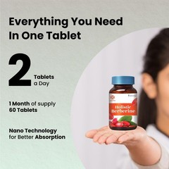 ZEROHARM Holistic Berberine 98% Pure 800mg Blood Sugar PCOS Heart Support 60Tabs