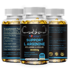 L-Arginine 3000 MG, Extra Strength Nitric Oxide & Circulation Boost, 60 Caps