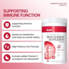 Daily Iron Supplement Tablets, Iron 60 mg with Vitamin C 250 mg, Support The…