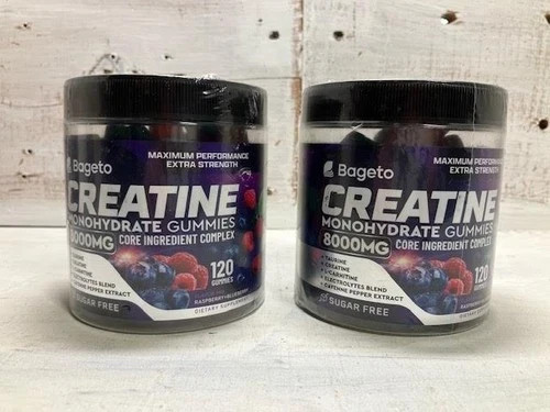 2 X Bageto Creatine Monohydrate Gummies Complex 8000mg Muscle Growth, EXP 8/27