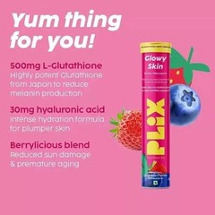 PLIX Skin Glow Glutathione Effervescent Tablets For Clear & Youthful Skin Pack2.