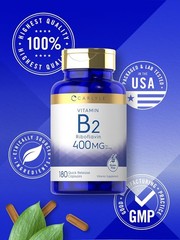 Vitamin B2 Riboflavin 400mg 180 Tablets Non GMO Gluten Free Supplement