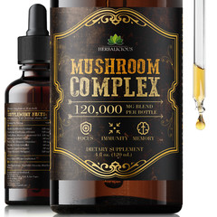 Mushroom Complex 8 Blend – Focus, Memory, Immune Support – 120,000mg – 4 fl oz