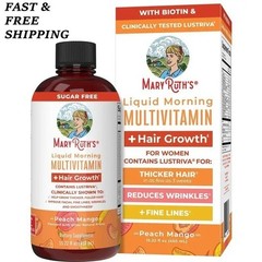2 BOTTLES–MaryRuth’s Liquid Morning Multivitamin Hair Growth Peach Mango flavor