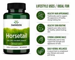 Swanson Horsetail 500mg 90 Capsules Hair Skin & Nails Support Herbal Supplement