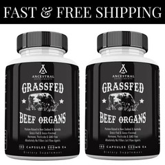 2(PACK) Ancestral Supplements Grass Fed Beef Organ Supplement – 180 Capsules US