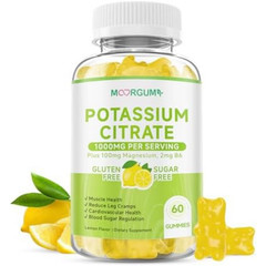Potassium Citrate 1000mg Gummies, Potassium Supplement for Adults Women and Men,