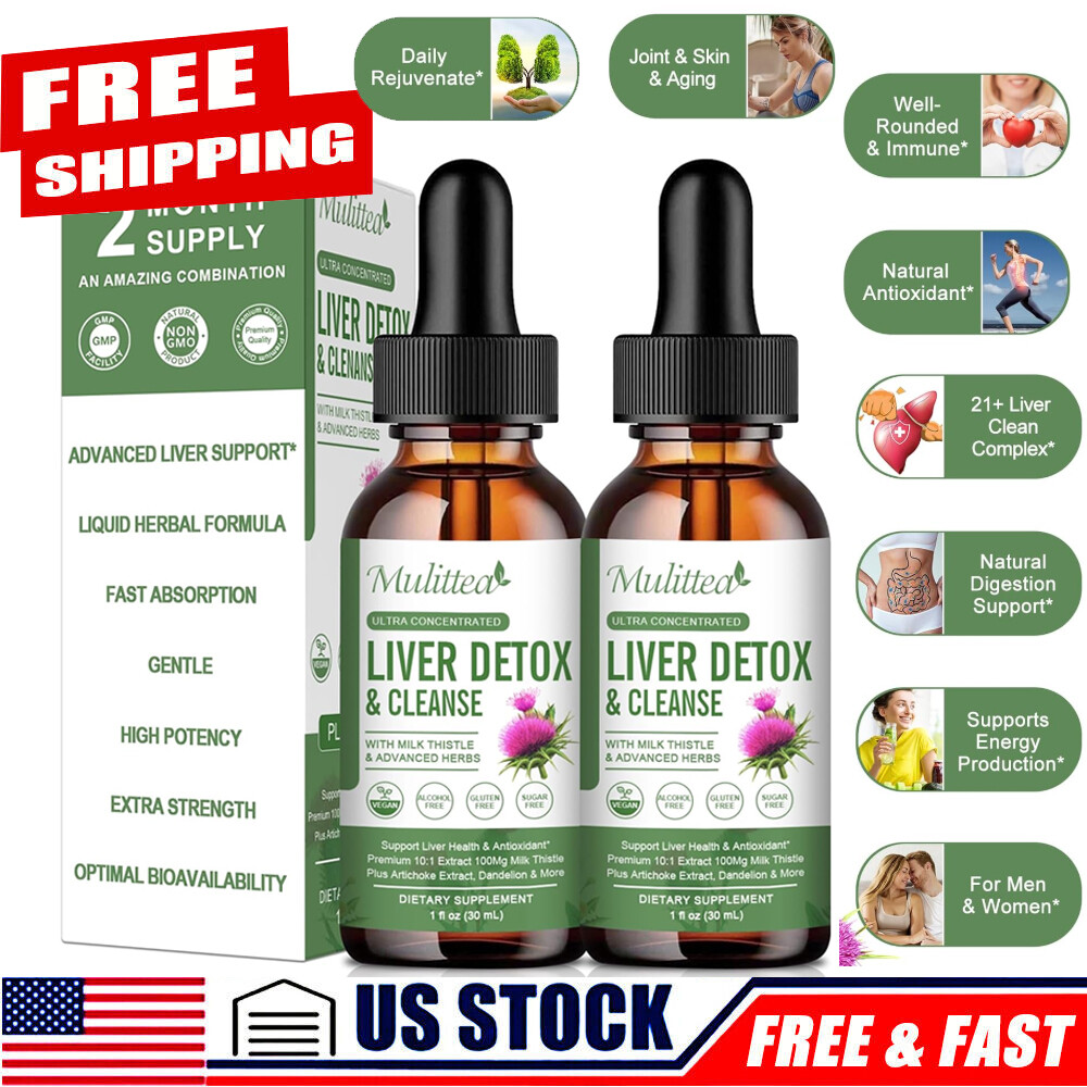 2-Pack Milk Thistle Liquid Drops – Liver Cleanse & Detox Support,Fast Absorption