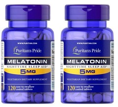 Puritan’s Pride Melatonin 5 mg 2 X 120 = 240 Tablets Made in USA