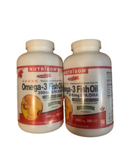 Two Bottles of Fish Oil Omega 3 1000mg, 300 softgels