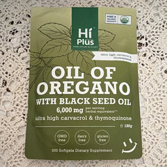 HiPlus Oil of Oregano + Black Seed Oil 6000mg 300 Softgels GF 180g