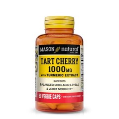Mason Natural Tart Cherry 1000mg Extract w/Turmeric. Uric Acid Joint 60 Veg Caps