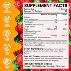 Folinic Acid Gummies for Kids & Adults, 1000 mcg Folate with Triple-Active B12..