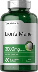 Lions Mane Mushroom 3000mg | 80 Softgels | Non-GMO & Gluten Free | by Horbaach
