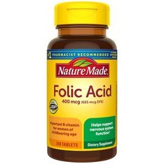 Nature Made Folic Acid 400 mcg (665 DFE) 250 Count (Pack of 1), White