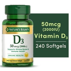 Nature’s Bounty Vitamin D3 5000 IU Softgels for Bone & Immune Support 240 Count