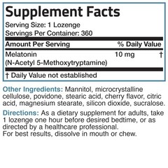 Bronson Melatonin 10Mg Fast Dissolve Cherry Flavored Tablets Vegetaria 360 Count